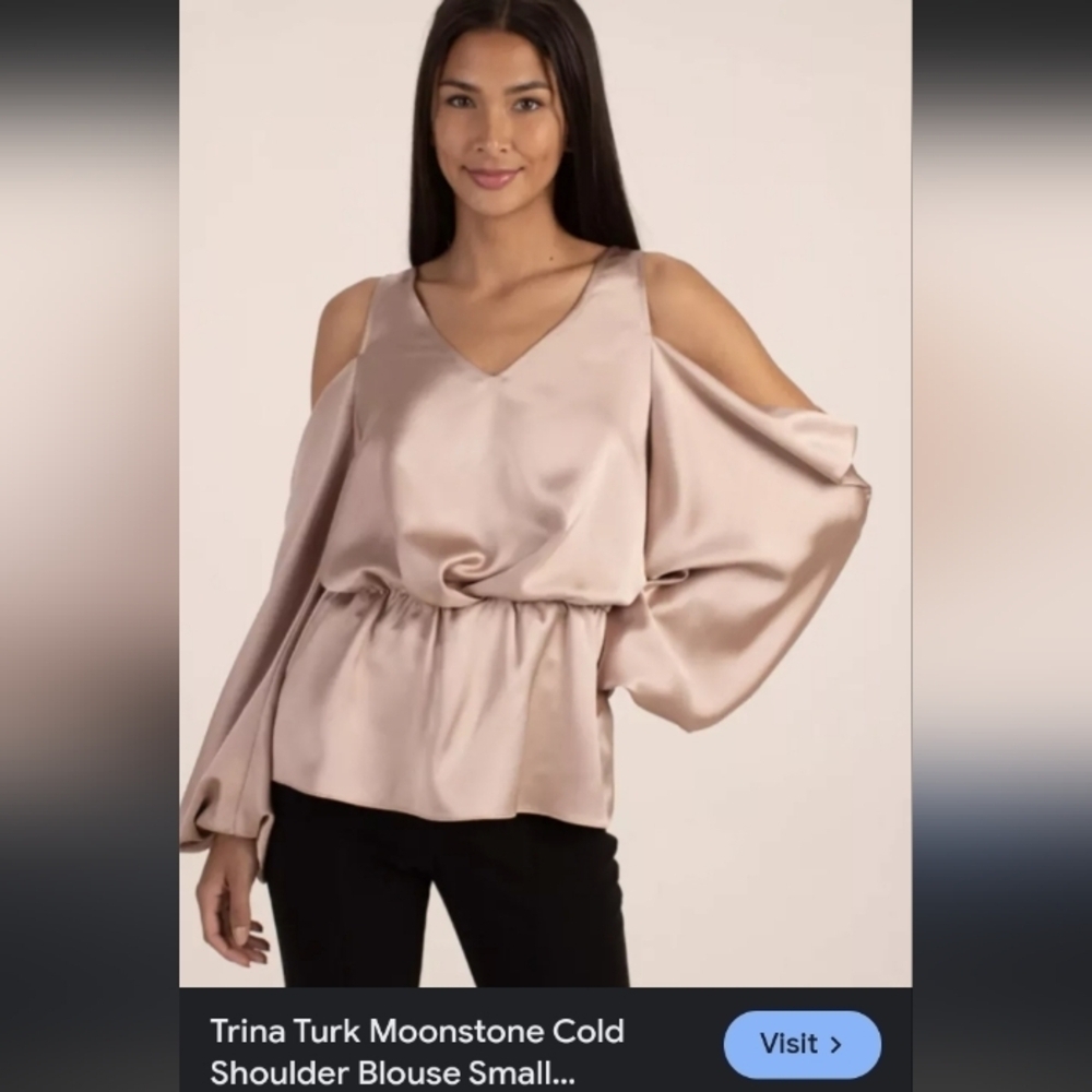 NWT Trina Turk Moonstone Silky Flowy Feminine Fairycore Castlecore Champagne Top